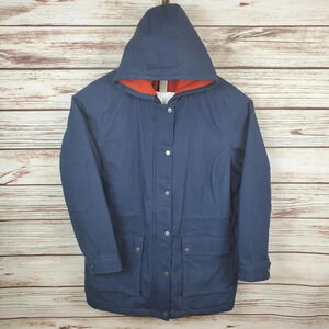 Duluth Womens XXL Navy Blue Fleece Lined Canvas Thick Chore Field Hooded Coat